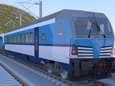 Elevated station with Siemens Vectrain 3D model
