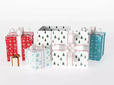 Classic Christmas gift boxes 3D model
