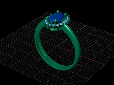 STL 3DM Print Ready Women Diamond Ring Lightweight Printable  3D print model 2