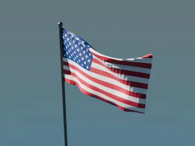 US Flag - Animated 3D model correct ratio Free low-poly 3D model