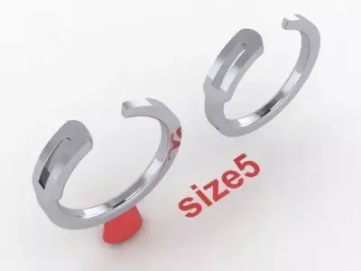 Safety Pin Style Band Ring Size5 3D print model