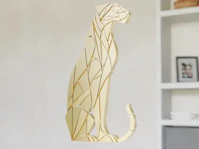 Geometric Panther Wall Art - 3D Decorative Model Low-poly 3D model