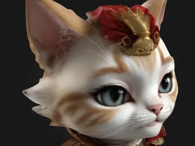 A Chibi Style Female Cat Aristocrat 3D Model Features Low-poly 3D model