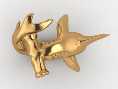 Hammerhead shark massive ring 3D print model