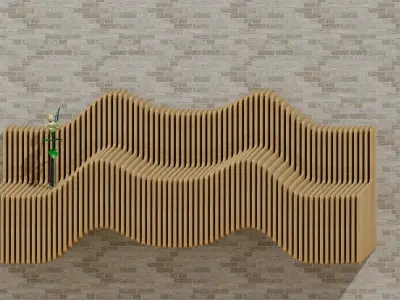 Parametric Wavy Wooden Wall Decor  Shelf 02 3D model