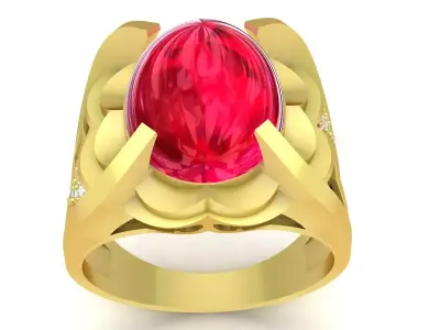 Luxury Oval Gemstone Cocktail Ring for Men  3397 3D print model