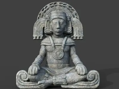 Low poly Mayan Inca Aztec Statue 220503 Low-poly 3D model