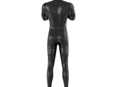 Black male mannequin presses palms 64 3D model