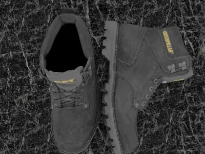 3D CAT BOOTS - STEEL TOE - BLACK Low-poly 3D model