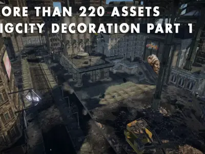 Decorations city assets for game Low-poly 3D model