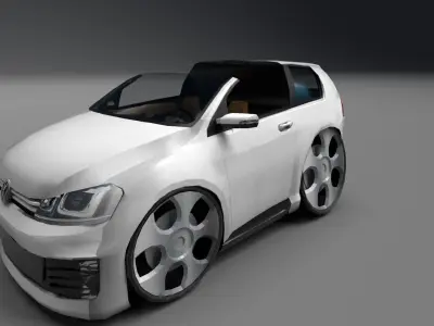 vw golf cartoon car Low-poly 3D model