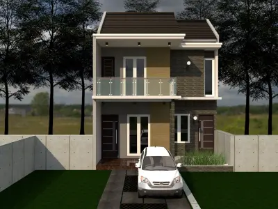 House Design 7x14m 2 floor 3D model
