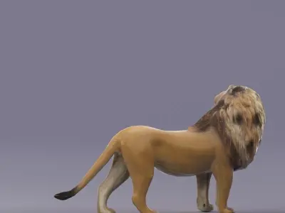 S00054 Lion Sculpture lowpoly Low-poly 3D model