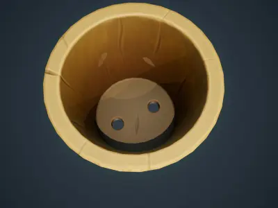 Stylized Wood Vase Low-poly 3D model