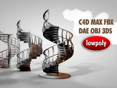 Decorative Spiral Stairs Low-poly 3D model