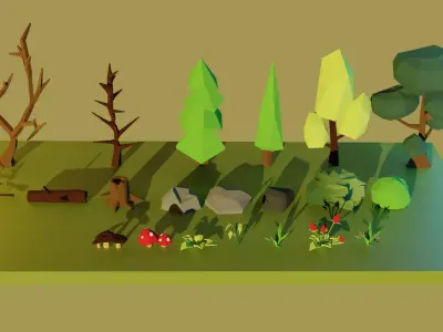 Low poly Forest Pack Free low-poly 3D model