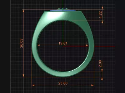 Geometric Opal Inlay Men Signet Ring - 3D Print Ready 3D print model