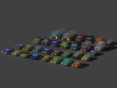 Low Poly Car Pack Low-poly 3D model
