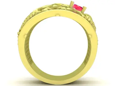 Luxury Chinese Dragon Men Ring with Gemstone  3745 3D print model