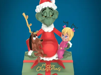 Diorama GRINCH MAX y CINDY LOU 3D print model