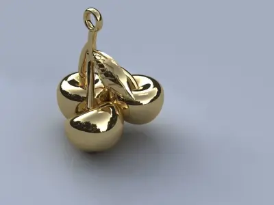 Cherry Pendant Gold Silver Platinum Luxury Jewelry cherries 3D print model