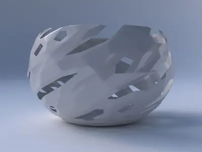 Bowl spheric twisted with faceted cuts 3D print model