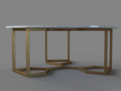 Summit Coffee Table Raw Brass 3D model
