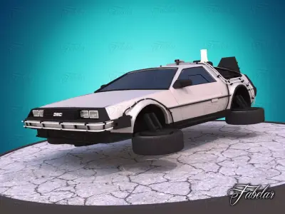 Delorean - Back to the future Low-poly 3D model
