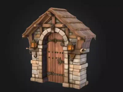 Medieval Gatehouse Door Low-poly 3D model