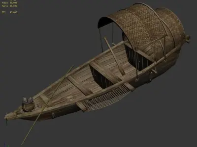 Game Traffic - Small wooden boat 02 3D model