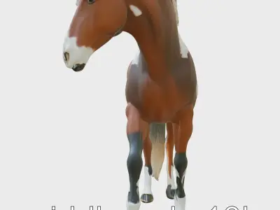 Pinto Arabian Horse 3D Model with Bold Patches Low-poly 3D model