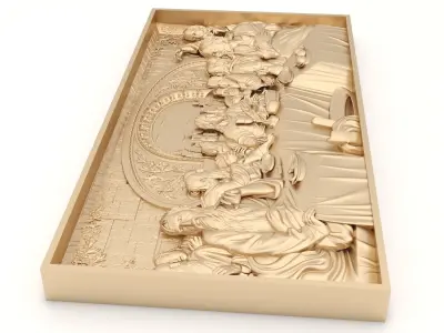 Panel 7 - Last Supper - CNC 3D model