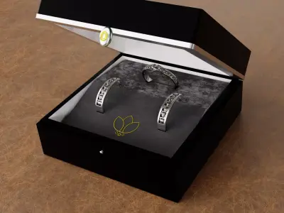 Luxury Diamond Jewelry Display Box with Ring and Ear Hoops 3D model