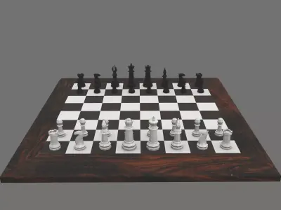 Chess Set Game-Ready board Low-poly 3D model
