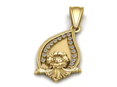 Royal Floral Leaf Pendant  3D Printable Model 3D print model