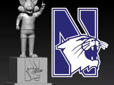 NCAA - NORTHWESTERN WILDCATS FOOTBALL MASCOT STATUE - 3D PRINT 3D print model