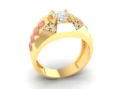 Luxury Two Tone Diamond Men Ring  177 3D print model