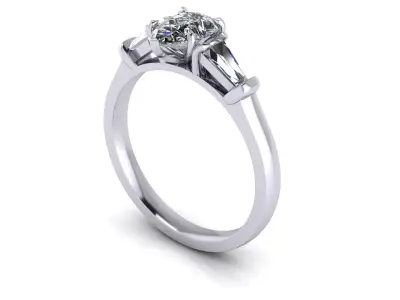 Three-stone Diamond Ring R4 3D print model