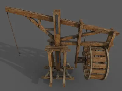 Medieval Crane 3D model Low-poly 3D model
