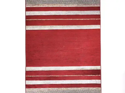 Andes Ruby Red Cotton Chenille Handmade Area Rug 3D model