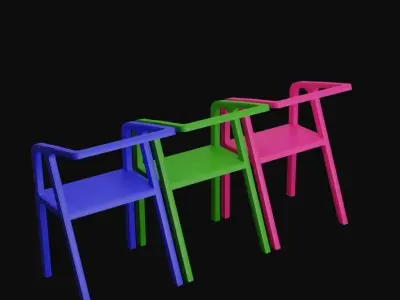 Neon Trio Chairs Free low-poly 3D model