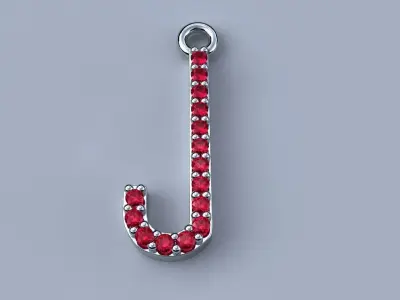 Initial J Pendant Diamonds Gold Silver Platinum Luxury Jewelry 3D print model