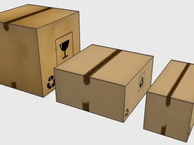 Carboard Box pack Free low-poly 3D model
