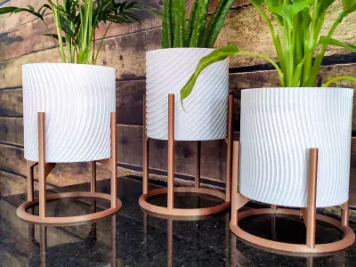 Decorative plant pots set 3D print model