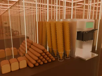 Realistic 3D Bakery Interior Scene 3D model