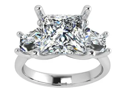 Princess Cut 3 Stone Ring 3776 3D print model