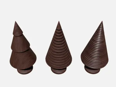 Wood tree decor collection Low-poly 3D model
