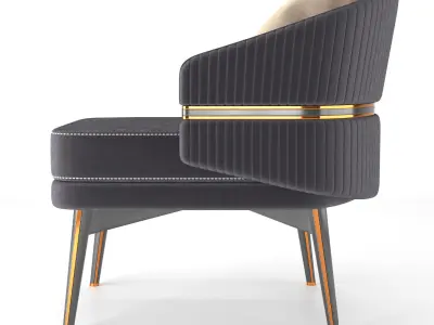 CHAIRSIO LUXURY ARMCHAIR WITH BRUSHED BRASS TRIM  ROUND BACKREST 3D model