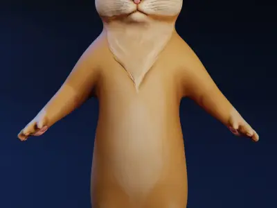 Cartoon cat Low-poly 3D model