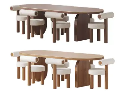 Ezra Dining Table And Freddo Dining Chair 3D model